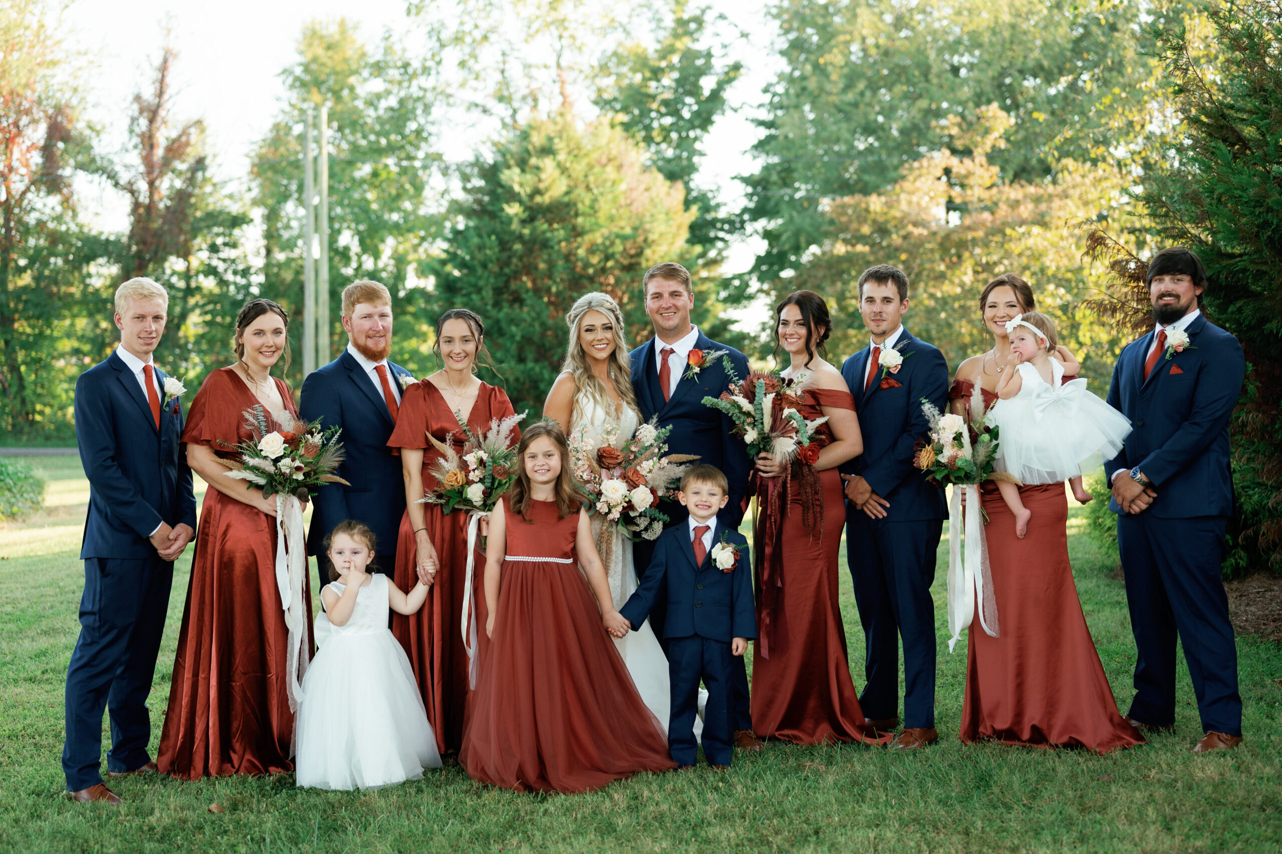Bride and groom with family.