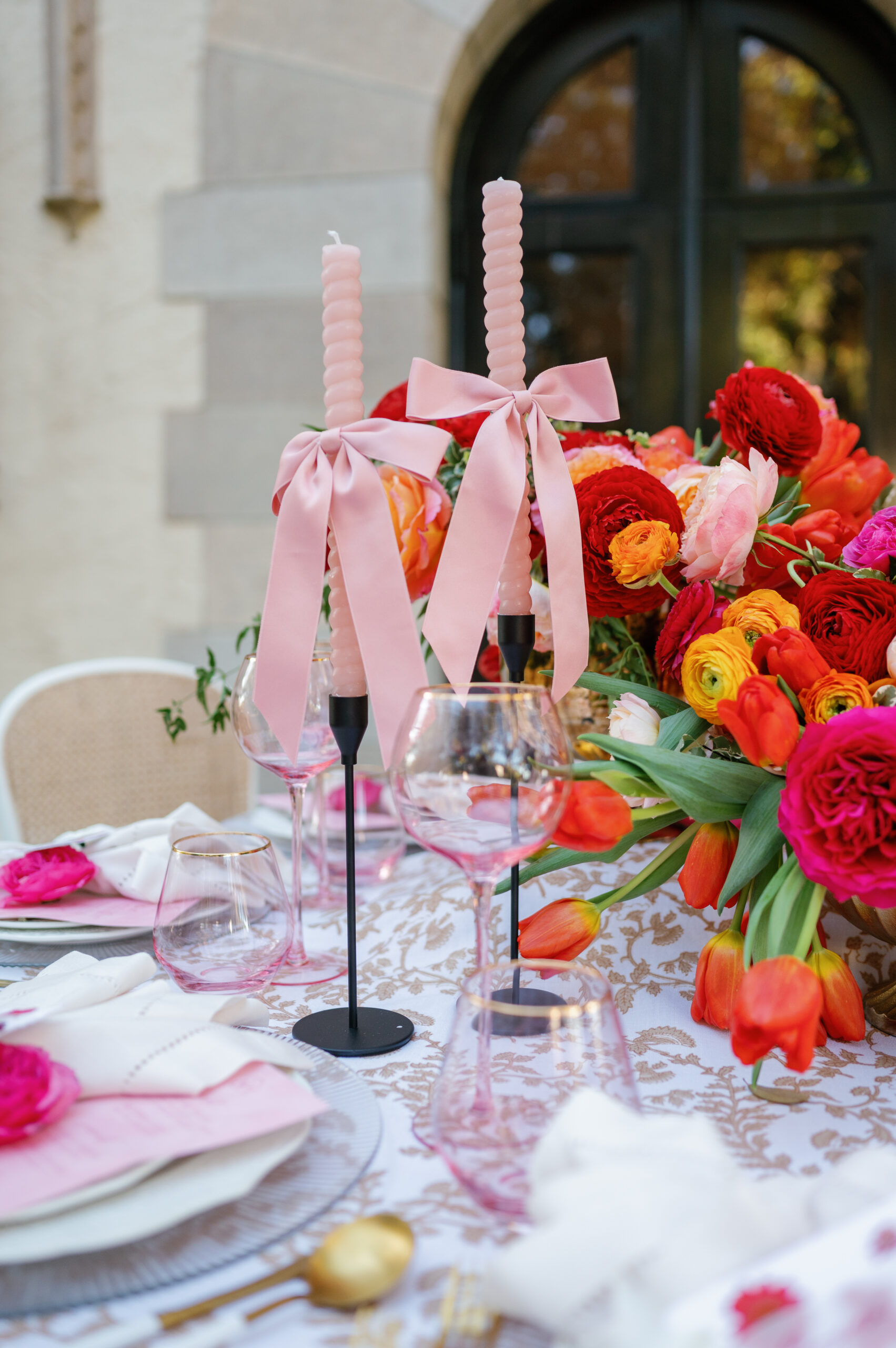 Vibrant pink toned wedding florals in Nashville